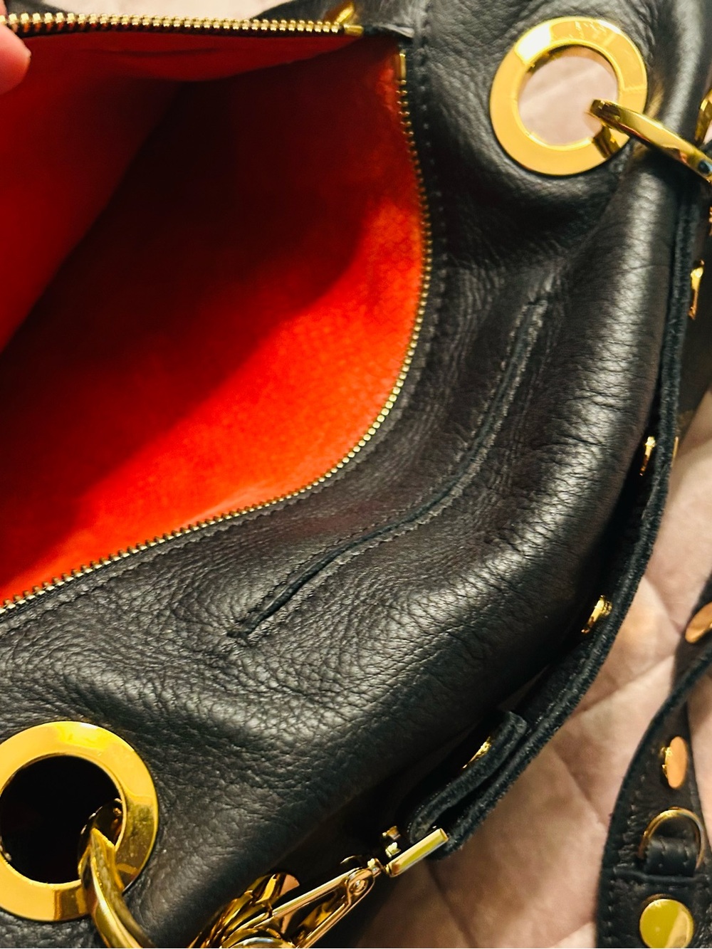 Hammitt Black Leather Crossbody with Gold Grommets - Picture 12 of 13